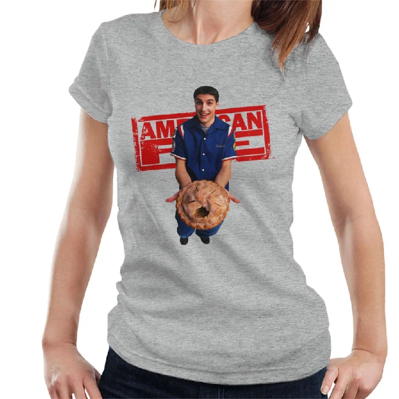 American Pie Jim Holding Eaten Pie Women's T-Shirt Print Jacquard Patchwork