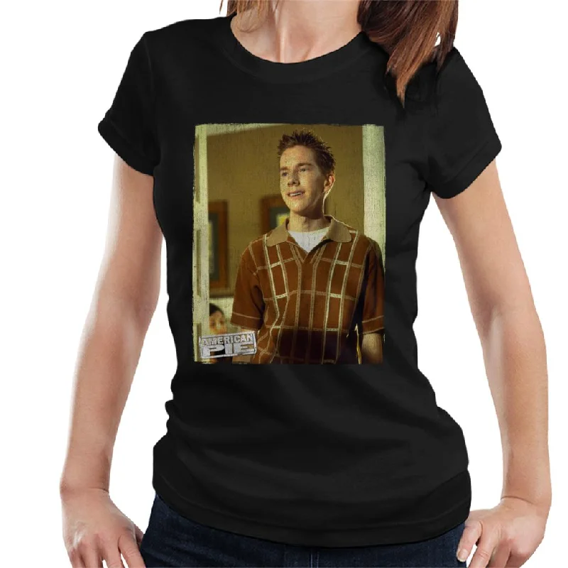American Pie Chuck Sherman Women's T-Shirt Zippered Front Buttoned Front Snap Front