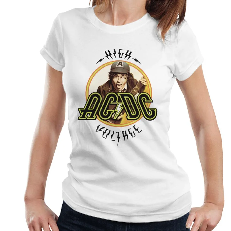 AC/DC High Voltage Angus Young Women's T-Shirt Machine Wash Dry Clean Hand Wash