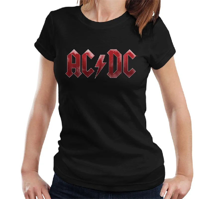 AC/DC Red Ice Logo Women's T-Shirt Ribbed Striped Patterned