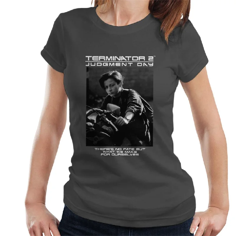 Terminator 2 Judgement Day There's No Fate Women's T-Shirt Zippered Front Buttoned Front Snap Front Terminator 2 Judgement Day There's No Fate Women's T-Shirt Zippered Front Buttoned Front Snap Front