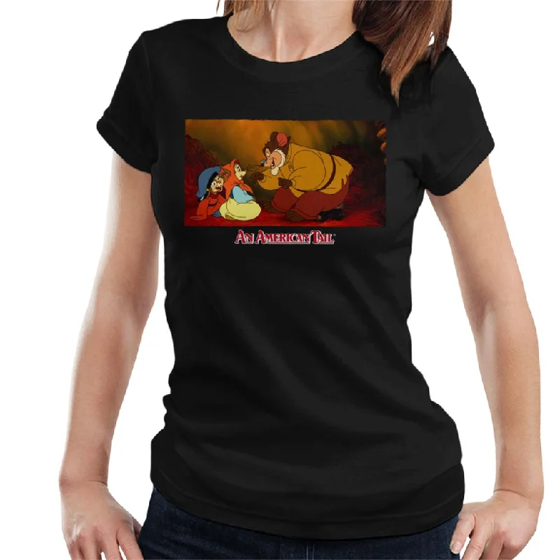 An American Tail Papa Talking To Tanya Women's T-Shirt Embroidered Appliqued Beaded