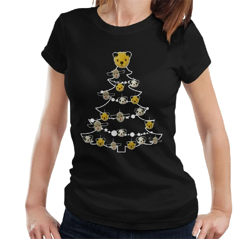 Sooty Christmas Tree White Silhouette Women's T-Shirt Houndstooth Herringbone Solid