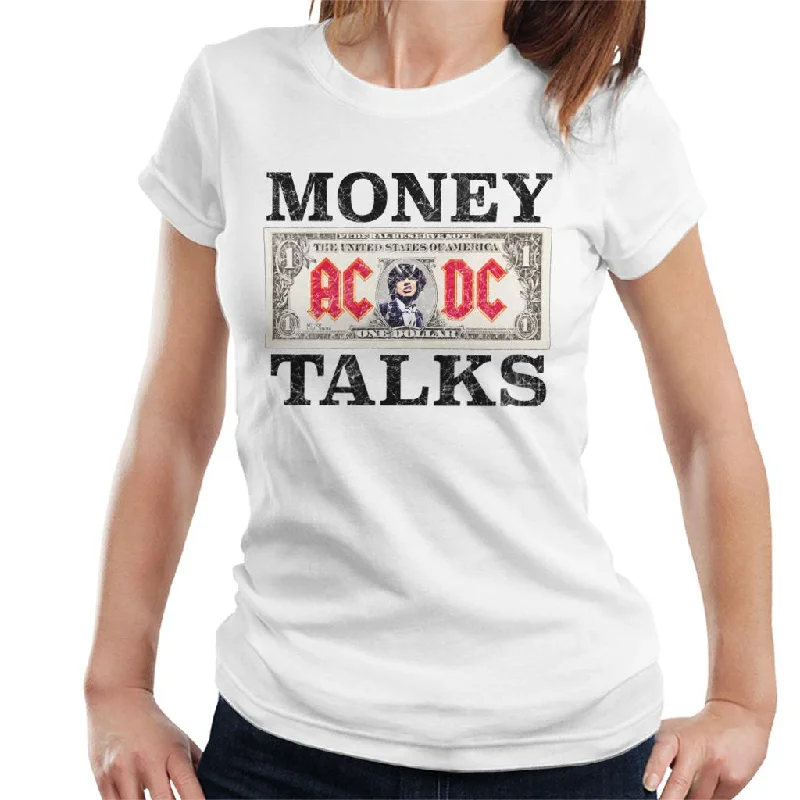 AC/DC Dollar Bill Money Talks Women's T-Shirt Fashionable Trendy Casual