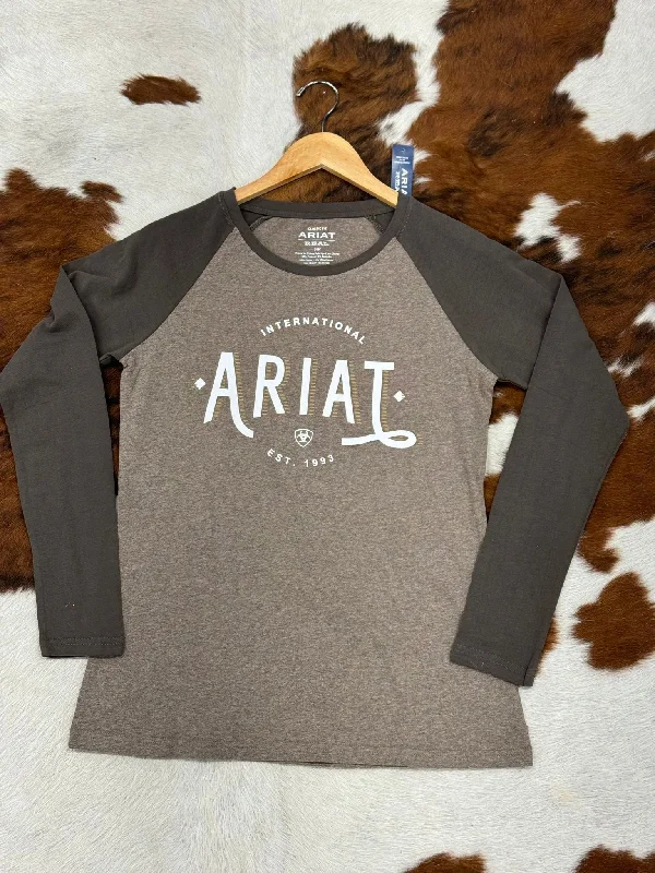 ARIAT WOMENS REAL LOOP HEATHER BANYAN BARK LONG SLEEVE T-SHIRT Jersey Fabric Tulle Fabric Batik Fabric ARIAT WOMENS REAL LOOP HEATHER BANYAN BARK LONG SLEEVE T-SHIRT Jersey Fabric Tulle Fabric Batik Fabric