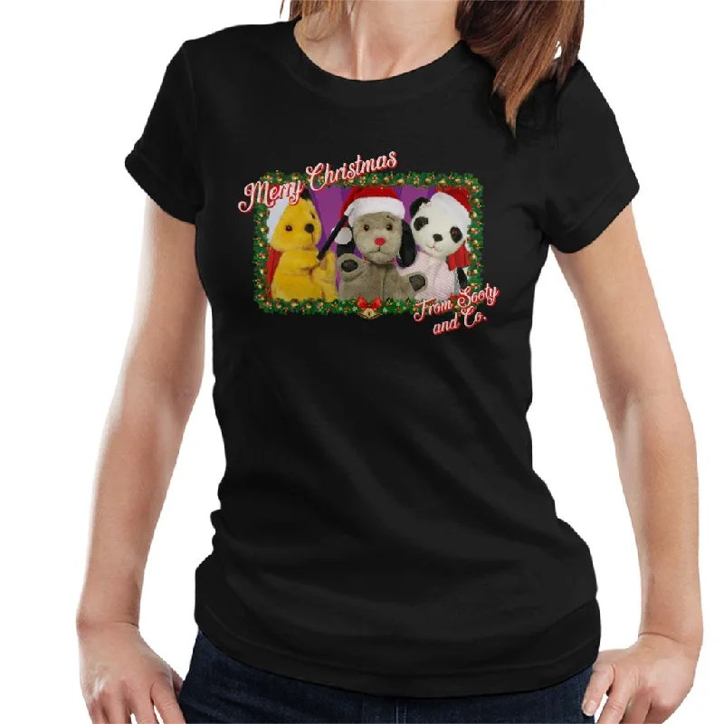Sooty Christmas Merry Xmas From Sooty And Co Women's T-Shirt Basic T-Shirt Crew Neck Short Sleeve Sooty Christmas Merry Xmas From Sooty And Co Women's T-Shirt Basic T-Shirt Crew Neck Short Sleeve