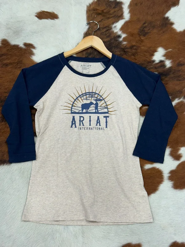 ARIAT WOMEN REAL SUNRISE WHEAT HEATHER LONG SLEEVE T-SHIRT Sequined Glittery Shiny