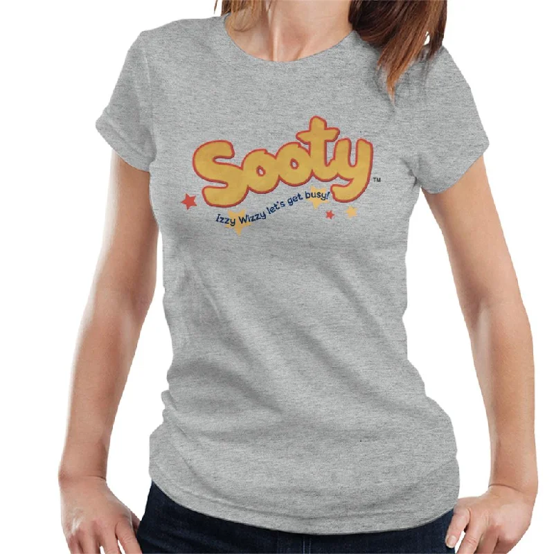 Sooty Text Logo Izzy Wizzy Women's T-Shirt Knit Fabric Woven Fabric Fleece Fabric