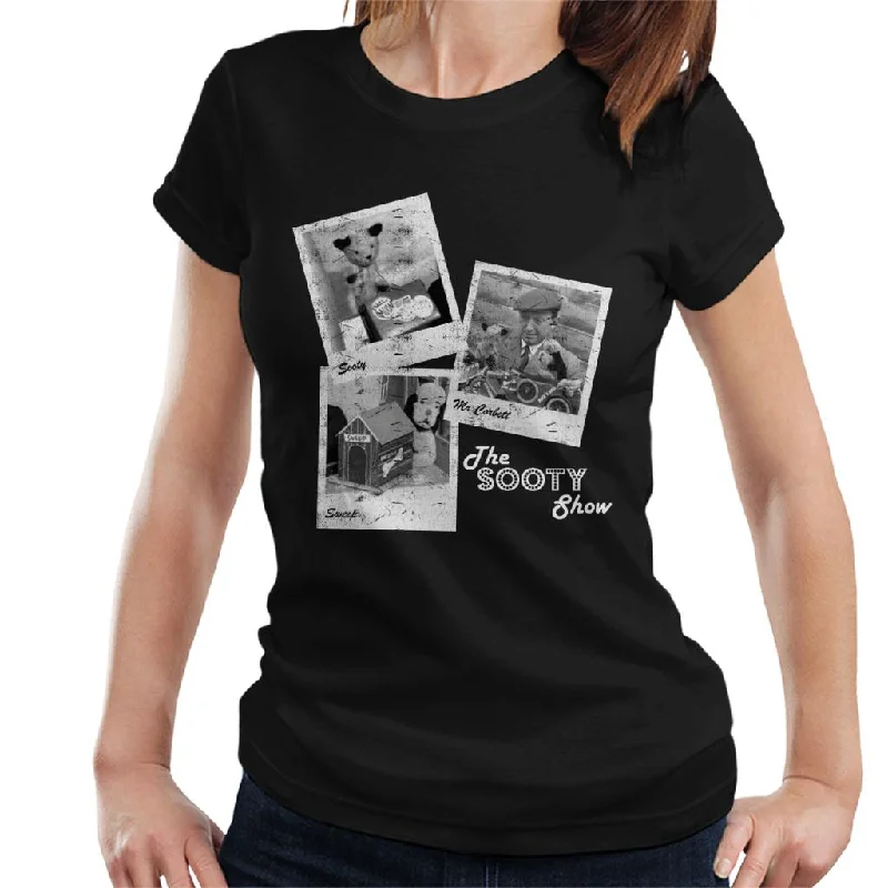 Sooty Retro 1950's Photo Montage Women's T-Shirt Denim Fabric Leather Fabric Suede Fabric Sooty Retro 1950's Photo Montage Women's T-Shirt Denim Fabric Leather Fabric Suede Fabric