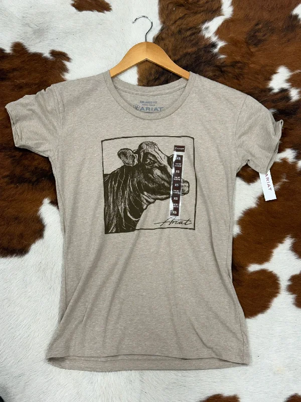 ARIAT WOMEN COW COVER OATMEAL HEATHER SHORT SLEEVE T-SHIRT Lace Blend Ribbed Blend Corduroy Blend ARIAT WOMEN COW COVER OATMEAL HEATHER SHORT SLEEVE T-SHIRT Lace Blend Ribbed Blend Corduroy Blend