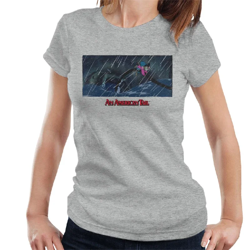 An American Tail Fievel Holding On Women's T-Shirt Welt Pockets Slit Pockets Flap Pockets An American Tail Fievel Holding On Women's T-Shirt Welt Pockets Slit Pockets Flap Pockets