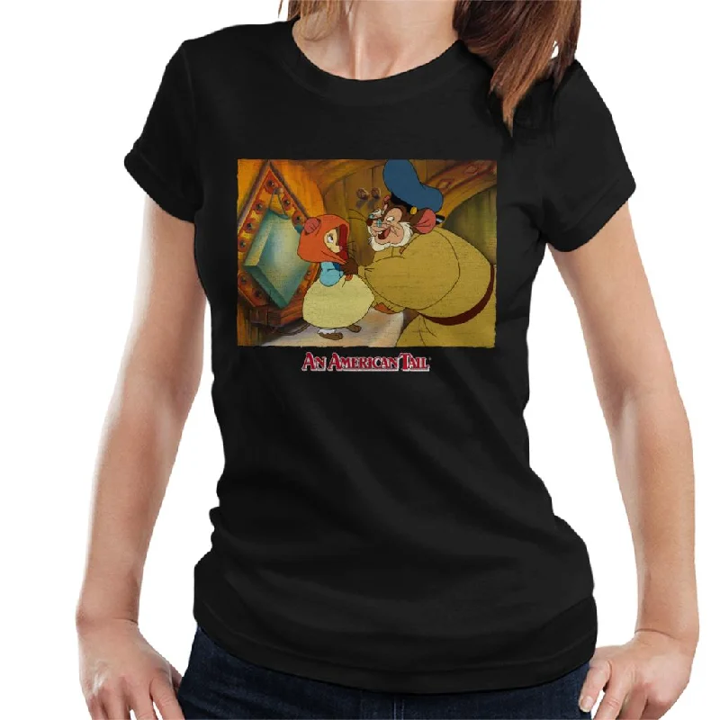An American Tail Papa Holding Headscarf Women's T-Shirt Jersey Fabric Tulle Fabric Batik Fabric An American Tail Papa Holding Headscarf Women's T-Shirt Jersey Fabric Tulle Fabric Batik Fabric