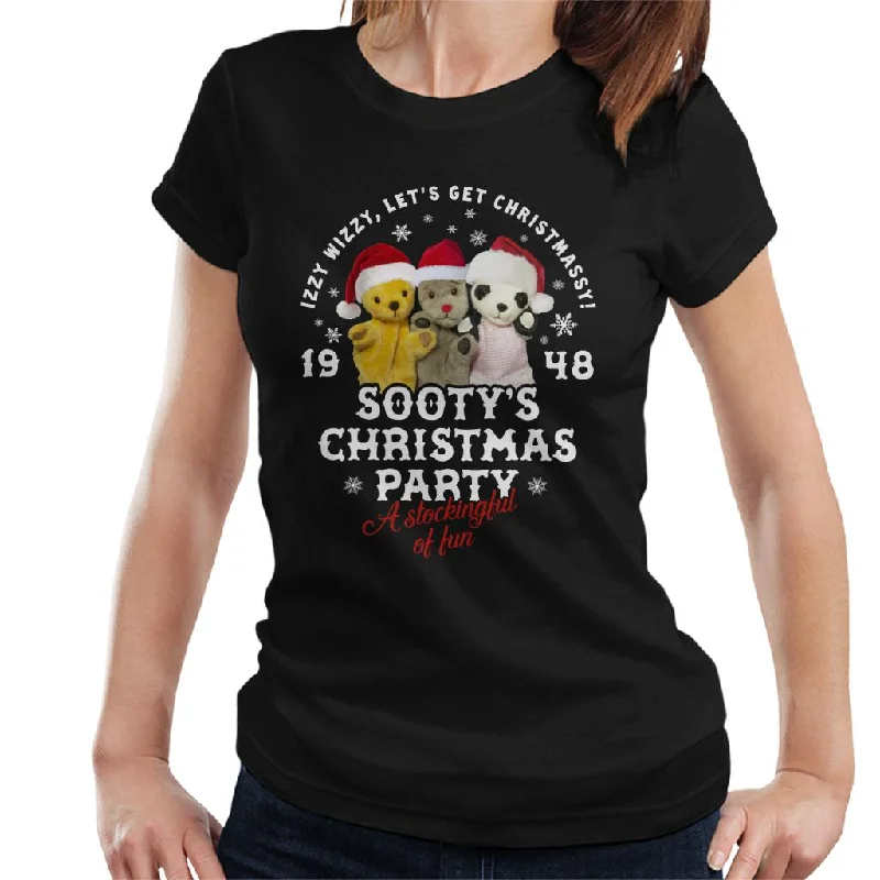 Sooty Christmas A Stockingful Of Fun Women's T-Shirt Mesh Blend Leather Blend Suede Blend Sooty Christmas A Stockingful Of Fun Women's T-Shirt Mesh Blend Leather Blend Suede Blend