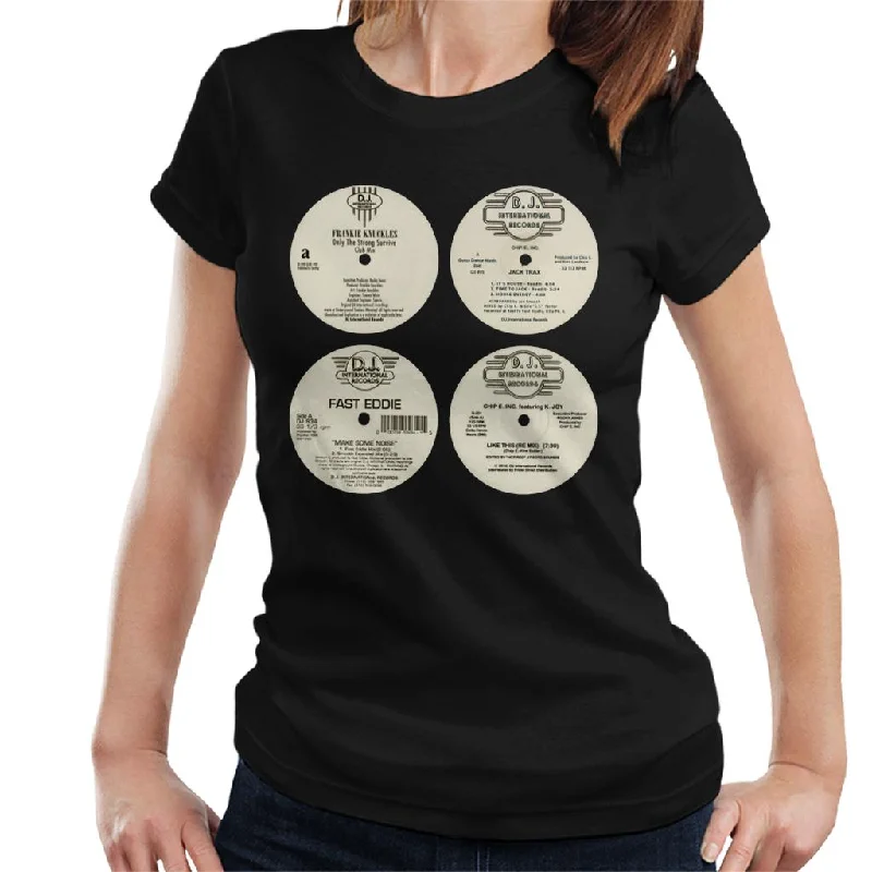DJ International Classic Records Women's T-Shirt Iron Safe Non-Iron Wrinkle Free