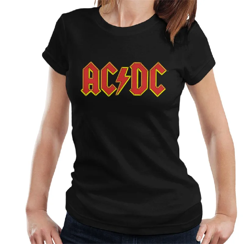 AC/DC Yellow Glow Logo Women's T-Shirt Satin Fabric Silk Fabric Chiffon Fabric