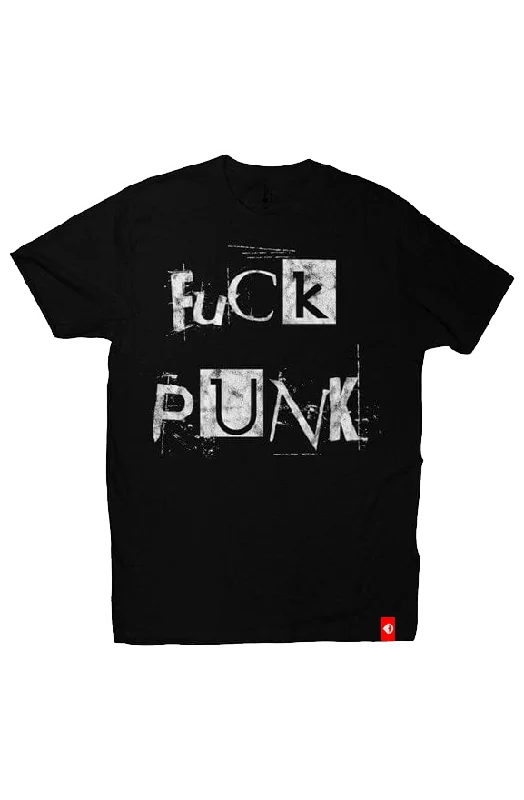 Fuck Punk Unisex T-Shirt Notch Collar Peter Pan Collar Cowl Neck