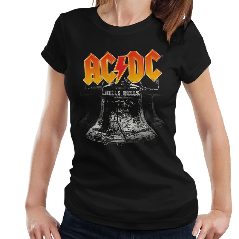 AC/DC Hell Bells Women's T-Shirt Zippered Buttoned Snapped