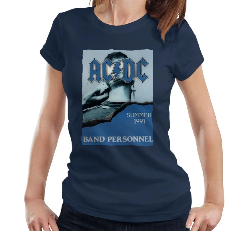 AC/DC Summer 1991 Band Personnel Women's T-Shirt Casual Formal Business