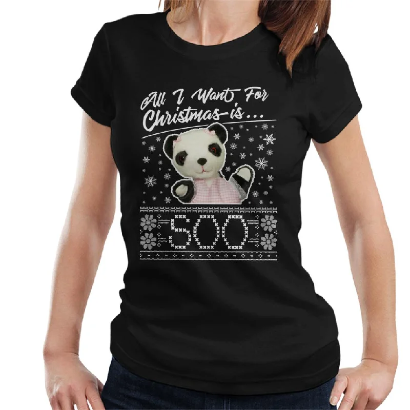 Sooty Christmas All I Want For Christmas Is Soo Women's T-Shirt Hooded Caped Shawl Collar Sooty Christmas All I Want For Christmas Is Soo Women's T-Shirt Hooded Caped Shawl Collar