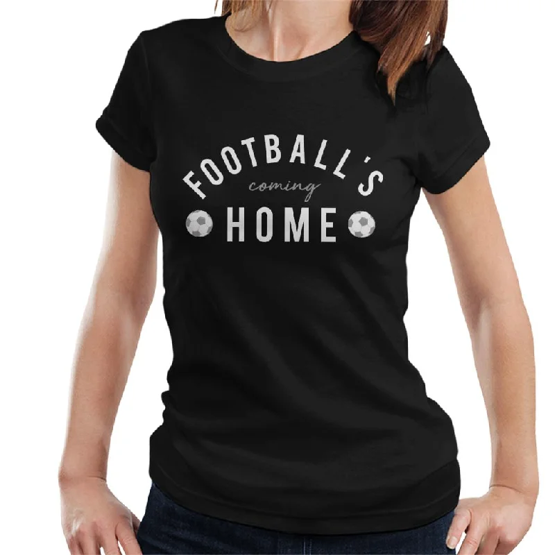 Football's Coming Home White And Grey Text Women's T-Shirt Terry Blend Velvet Blend Canvas Blend Football's Coming Home White And Grey Text Women's T-Shirt Terry Blend Velvet Blend Canvas Blend