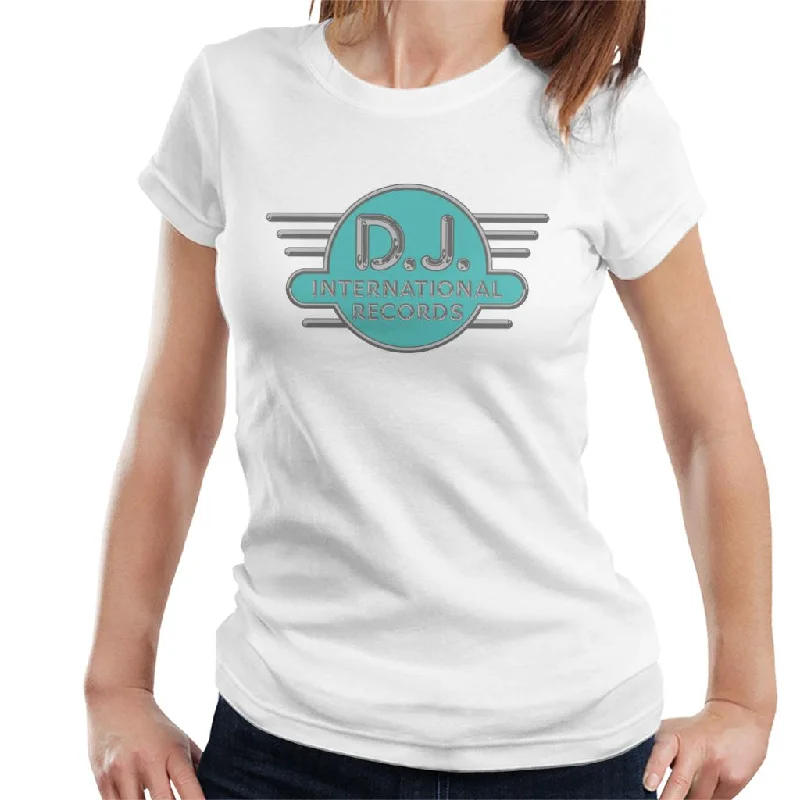 DJ International Records Cyan Logo Women's T-Shirt Fashionable Trendy Casual
