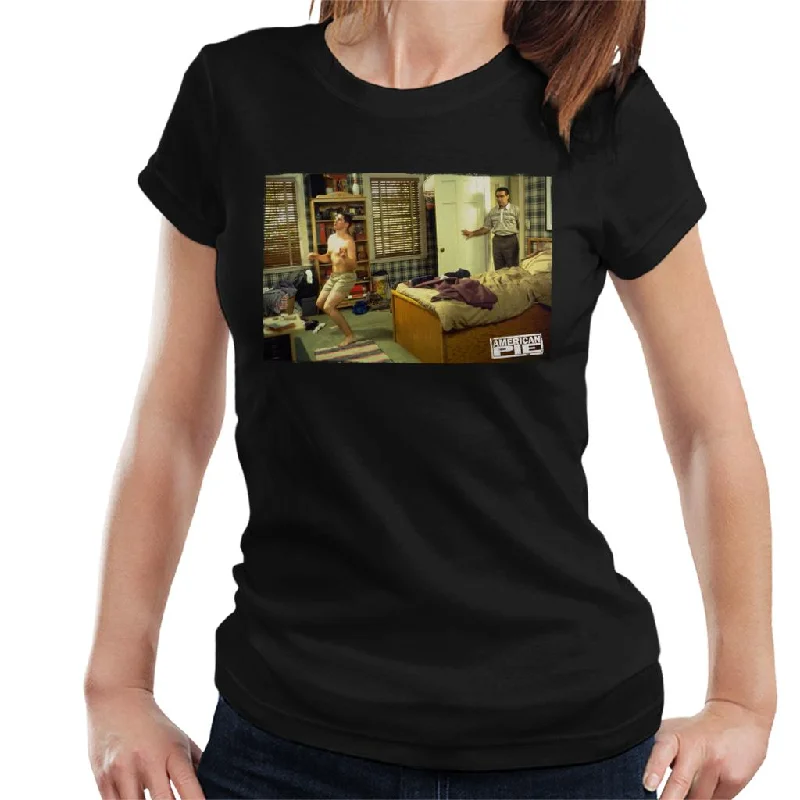 American Pie Jim Caught Dancing Women's T-Shirt Front Pockets Side Pockets Patch Pockets American Pie Jim Caught Dancing Women's T-Shirt Front Pockets Side Pockets Patch Pockets