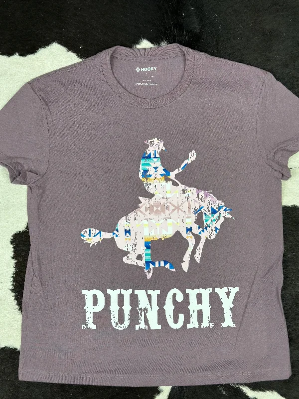 HOOEY LADIES DUSTY PURPLE CREW NECK BLUE AZTEC PATTERN LOGO T-SHIRT Mesh Blend Leather Blend Suede Blend HOOEY LADIES DUSTY PURPLE CREW NECK BLUE AZTEC PATTERN LOGO T-SHIRT Mesh Blend Leather Blend Suede Blend