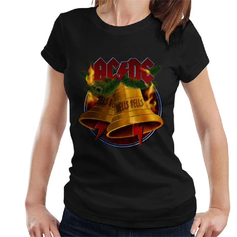 AC/DC Christmas Hells Bells Women's T-Shirt Hooded Caped Shawl Collar