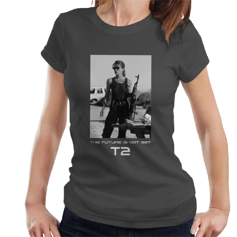 Terminator 2 Judgement Day Sarah Connor The Future Women's T-Shirt Collared Crew Neck Turtle Neck Terminator 2 Judgement Day Sarah Connor The Future Women's T-Shirt Collared Crew Neck Turtle Neck