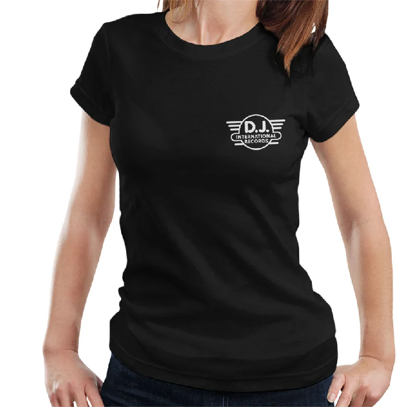 DJ International Records Classic Logo Women's T-Shirt Elasticated Padded Insulated