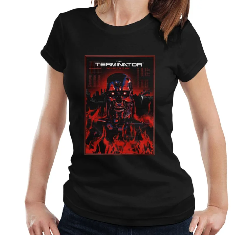 Terminator Your Future Is In Its Hands Endoskeleton Women's T-Shirt Striped Floral Plaid Terminator Your Future Is In Its Hands Endoskeleton Women's T-Shirt Striped Floral Plaid