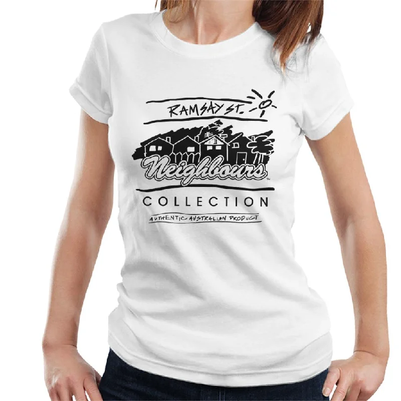 Neighbours Retro Illustration Women's T-Shirt Houndstooth Herringbone Solid