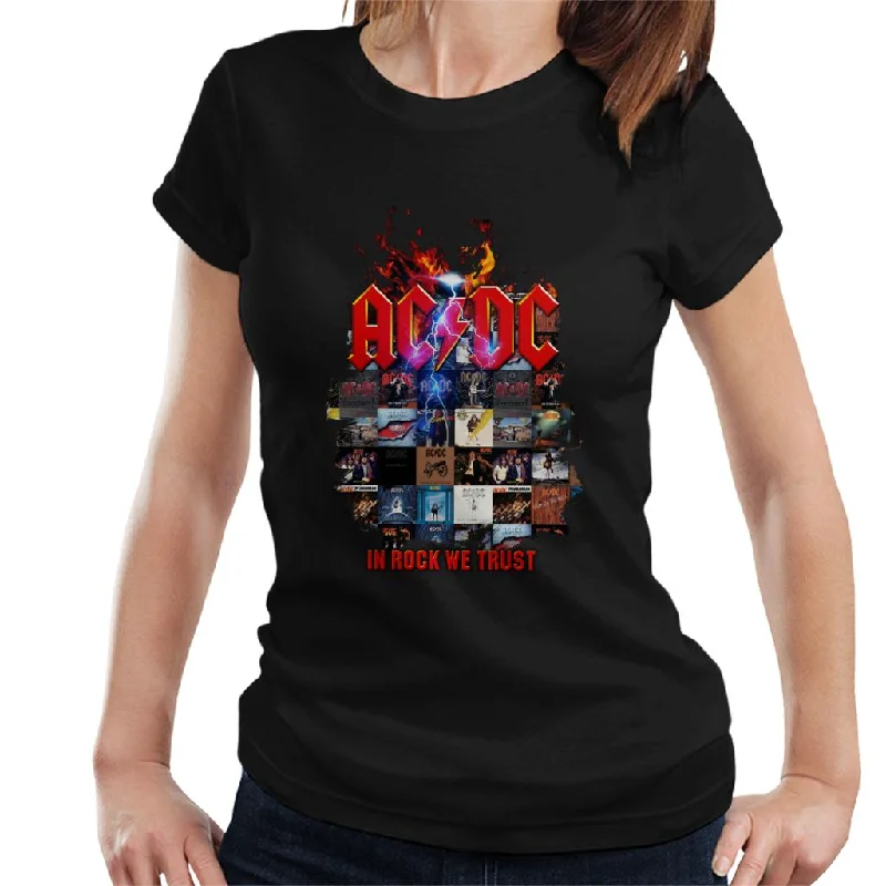 ACDC In Rock We Trust Women's T-Shirt Collared T-Shirt Boat Neck A-Line