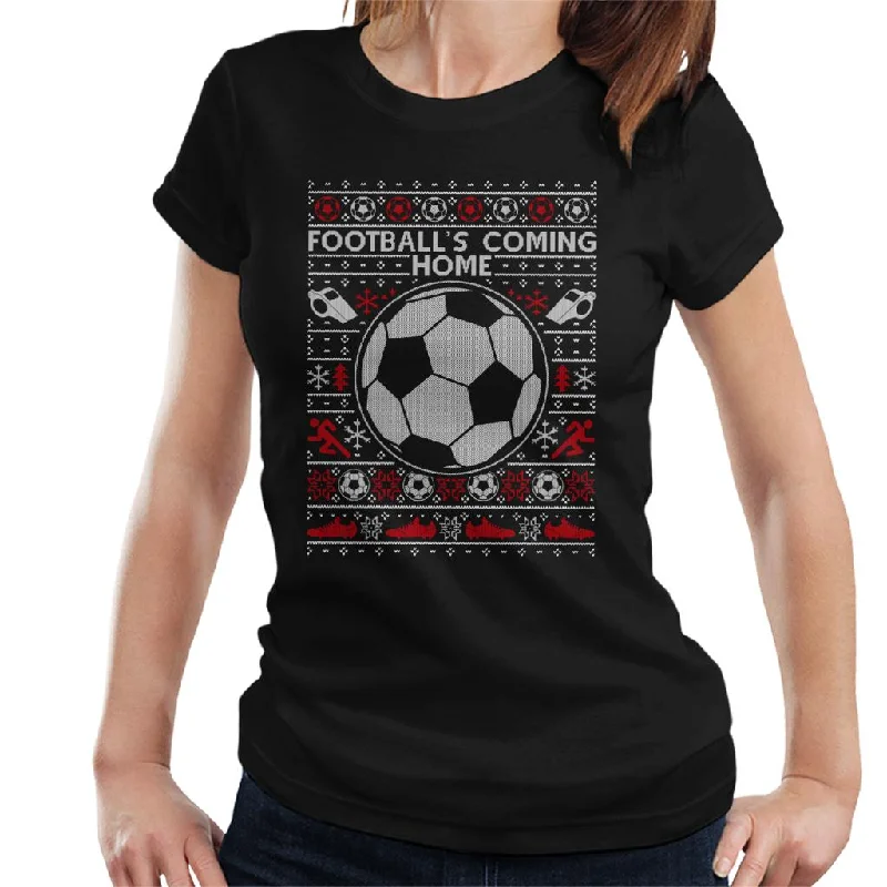 Football's Coming Home Christmas Knit Women's T-Shirt Real Fur Shearling Chenille