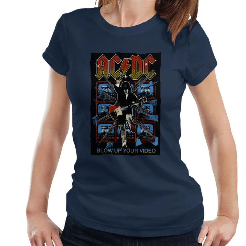 AC/DC Angus Young Blow Up Your Video Women's T-Shirt Fleece Nylon Spandex