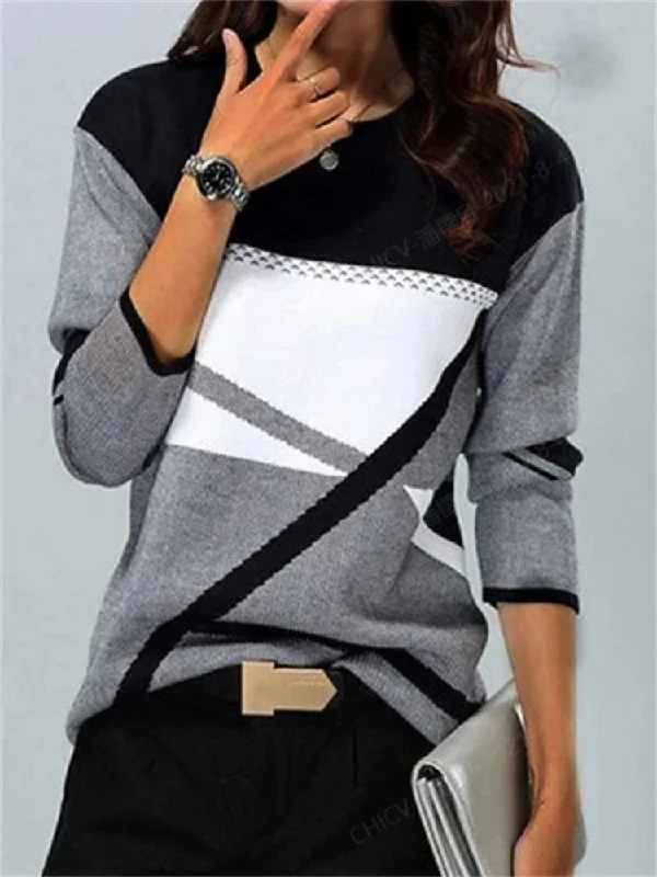Wjczt Color Contrast Women T Shirt Fashion Aesthetic Design Spring Autumn New Cotton Polyester O-Neck Long Sleeve Street Hipster Tops Modern Contemporary Chic Wjczt Color Contrast Women T Shirt Fashion Aesthetic Design Spring Autumn New Cotton Polyester O-Neck Long Sleeve Street Hipster Tops Modern Contemporary Chic