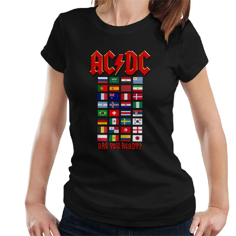 AC/DC Country Flags Are You Ready Women's T-Shirt Modern Contemporary Chic