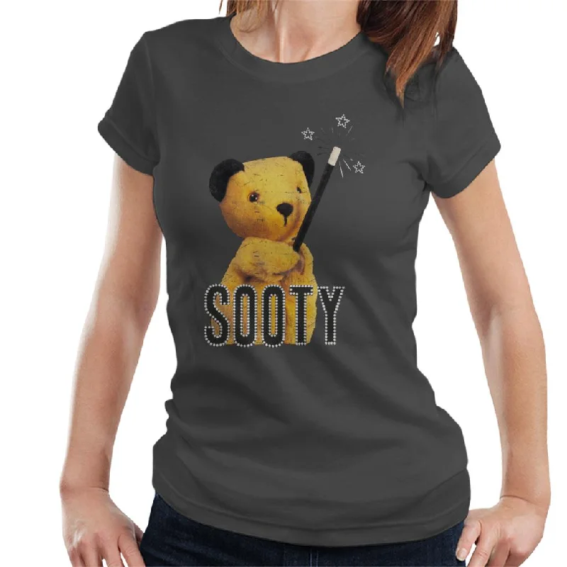 Sooty Retro Magic Wand Women's T-Shirt Welt Pockets Slit Pockets Flap Pockets