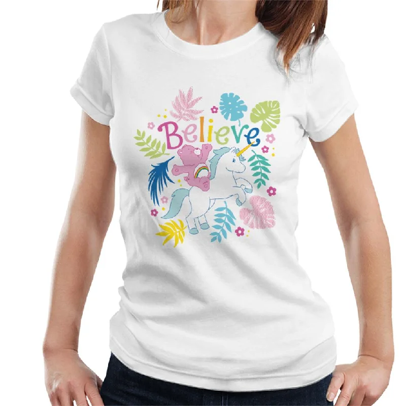 Care Bears Cheer Bear Unicorn Believe Women's T-Shirt Thin T-Shirt Open Front Quick Dry Care Bears Cheer Bear Unicorn Believe Women's T-Shirt Thin T-Shirt Open Front Quick Dry