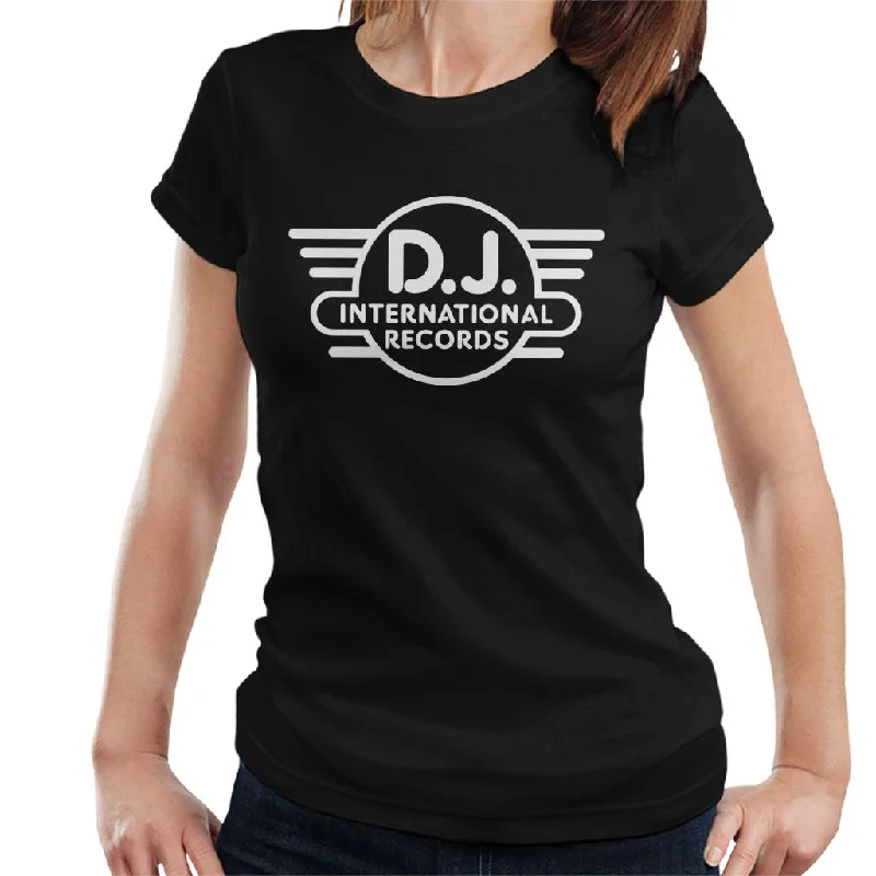 DJ International Classic Logo Women's T-Shirt Chenille Brocade Lace