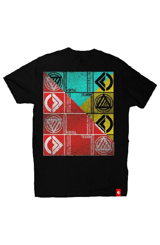 LA Mental (Stacked and Slashed) Unisex T-Shirt Striped Floral Plaid