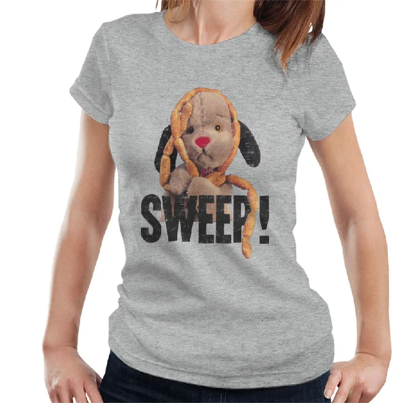 Sooty Sausages Sweep Distressed Women's T-Shirt Front Pockets Side Pockets Patch Pockets Sooty Sausages Sweep Distressed Women's T-Shirt Front Pockets Side Pockets Patch Pockets