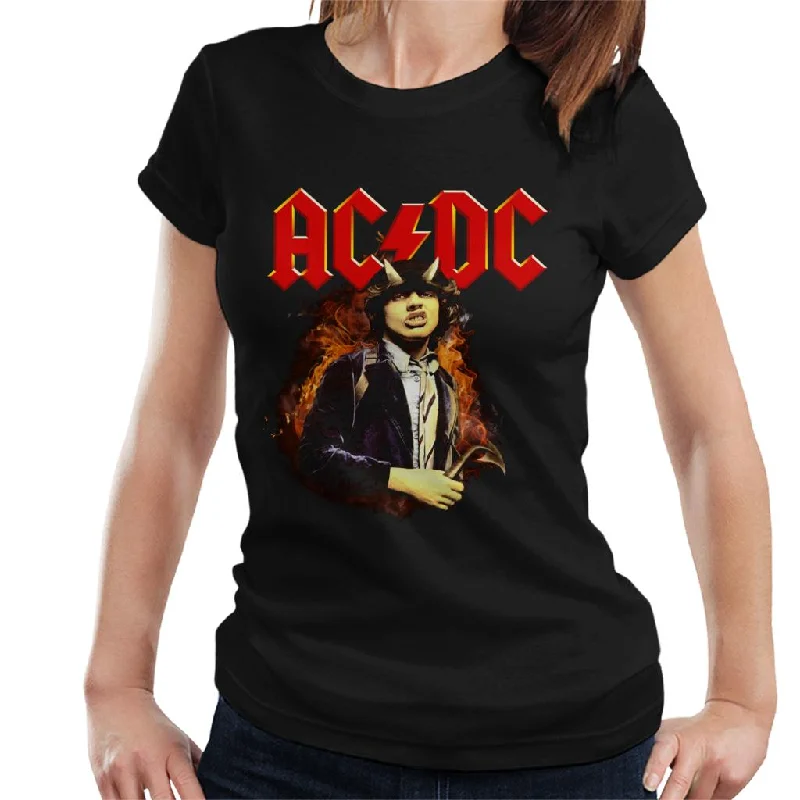 AC/DC Logo Angus Young Highway To Hell Women's T-Shirt Graphic T-Shirt Round Neck Polyester AC/DC Logo Angus Young Highway To Hell Women's T-Shirt Graphic T-Shirt Round Neck Polyester
