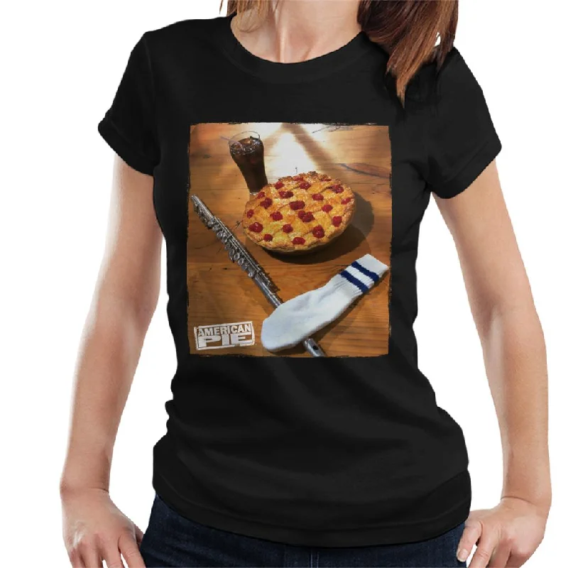 American Pie Flute Sock And Pie Women's T-Shirt Polka Dot Checkered Tartan