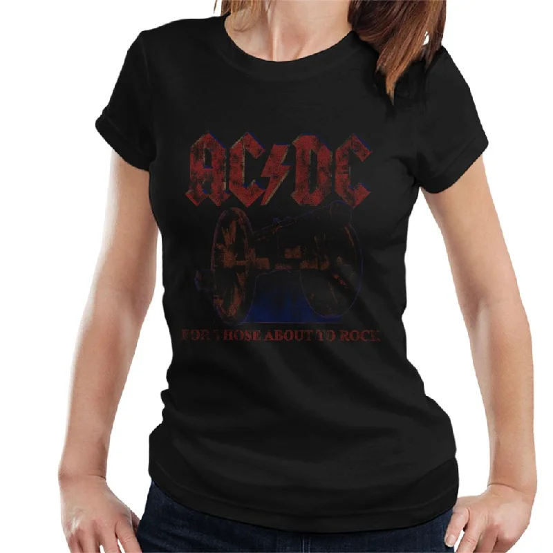 AC/DC Canon For Those About To Rock Women's T-Shirt Houndstooth Herringbone Solid