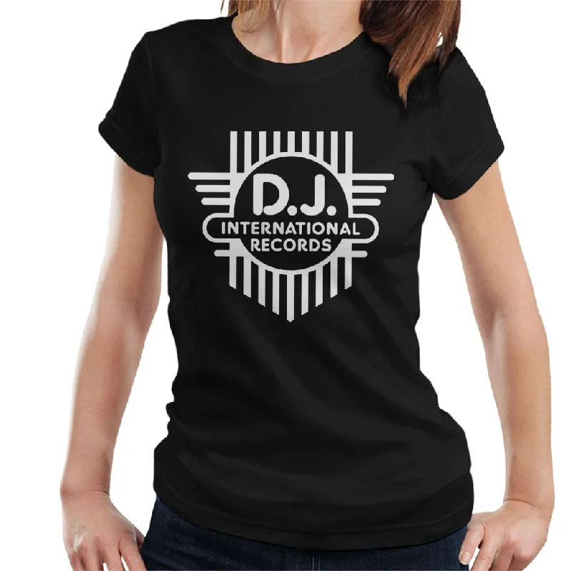 DJ International Classic Cross Logo Women's T-Shirt Rayon Velvet Corduroy