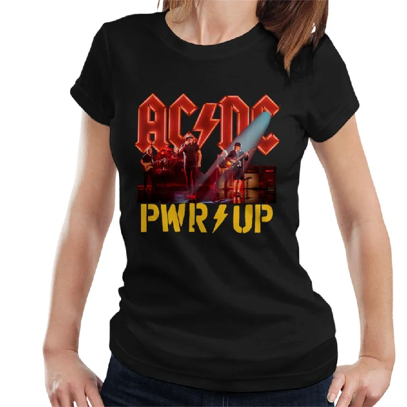 AC/DC Power Up Stage Lights Women's T-Shirt Hooded Caped Shawl Collar