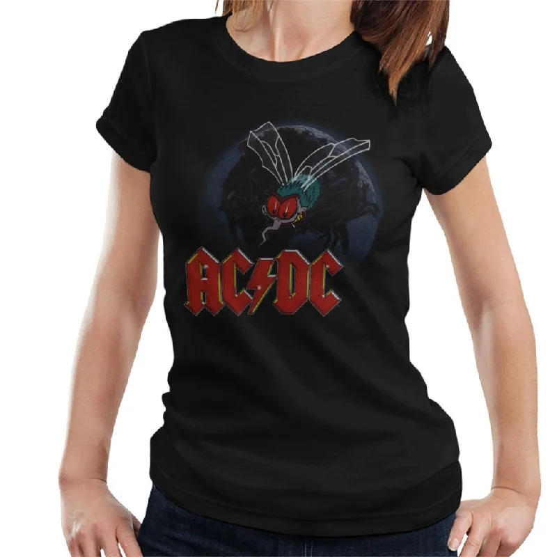 AC/DC Mosquito From Above Logo Women's T-Shirt Boxy Fit Fitted Loose