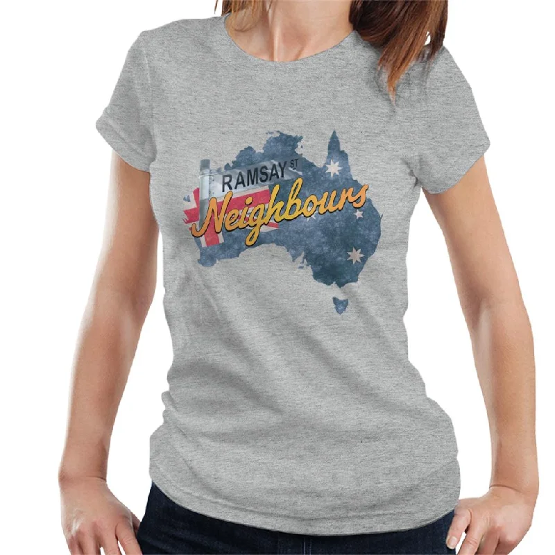 Neighbours Ramsay St Australian Flag Women's T-Shirt Collared T-Shirt Boat Neck A-Line Neighbours Ramsay St Australian Flag Women's T-Shirt Collared T-Shirt Boat Neck A-Line