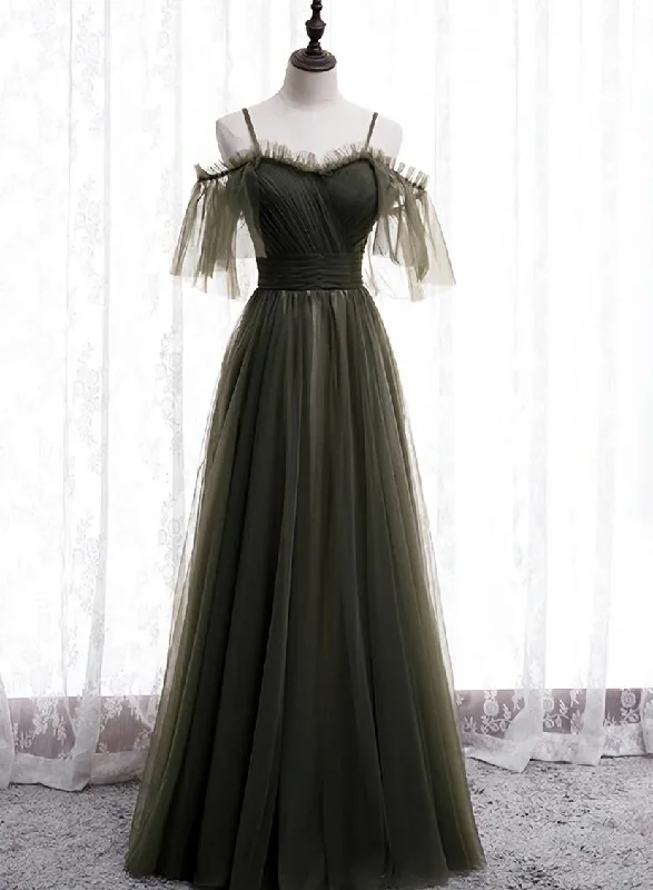 Lovely Simple Off Shoulder Straps Long Tulle Party Dresses Simple Formal Dress Prom Dress Tunics Designer luxury Lovely Simple Off Shoulder Straps Long Tulle Party Dresses Simple Formal Dress Prom Dress Tunics Designer luxury